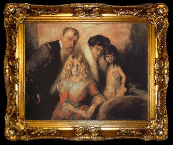 framed  Franz von Lenbach The Artist wiht his Wife and Saughters, ta009-2